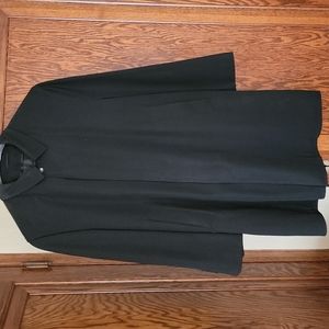 Vintage Deep Black Virgin Wool Twill Trench Beautiful!